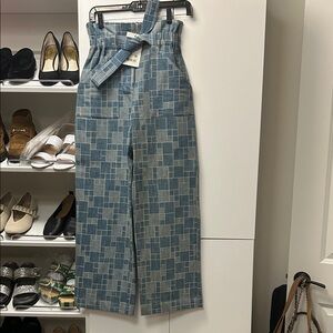 Sezane Denim Patchwork Pants